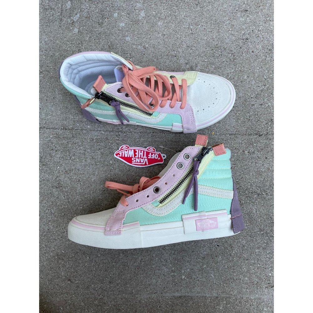 NWOB M5 W6.5 Vans Sk8 Hi Reissue Cap Pastel Multi-Color Sneakers Shoes